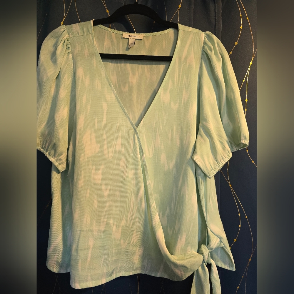 Nine West Light Green Wrap Blouse